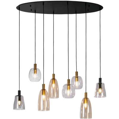 Afbeelding van Searchlight DIVINE Pendel Hanglamp 8 Lichts Metaal Zwart