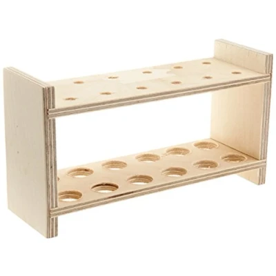 Afbeelding van NeoLab Reageerbuisframe van hout, voor 2 x 6 lange glazen, gatdiameter 20 mm.