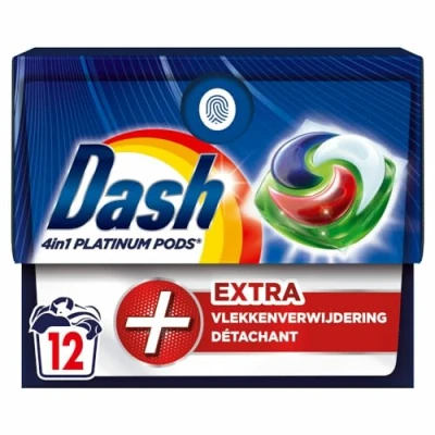 Afbeelding van Dash Wasmiddelcapsules 4in1 Platinum Pods +Extra Vlekkenverwijderaar 12 stuks