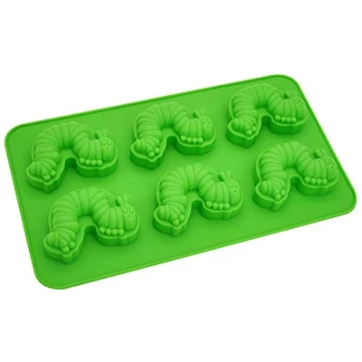 Afbeelding van Gedalabels Muffinbakvorm Caterpillar Nimmersatt 27x18x3cm in groen, Silicone, 27 x 18 3 cm