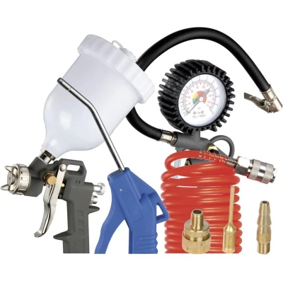 Afbeelding van Criko perslucht compressor accessoire set 7 delig Incl spiraalslang
