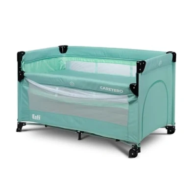 Afbeelding van CARETERO Esti reiswieg met matras 120x60 cm opvouwbaar reiswiegje voor baby&#039;s tot 15 kg vanaf geboorte 4 jaar incl. transporttas Munt