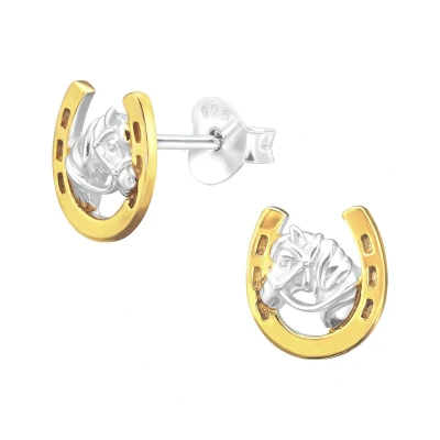 Afbeelding van La Rosa Princesa Paard Oorbellen Hoefijzer ZIlver Goud Plating Paardenhoofd