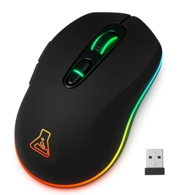 Afbeelding van The G Lab Kult Krypton Draadloze gamingmuis met hoge prestaties 6400 DPI Bluetooth &amp; 2,4 GHz, lange batterijduur, RGB, 7 toetsen licht, beide handen zwart 2024