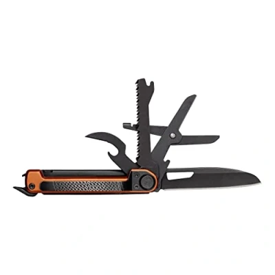 Afbeelding van Gerber ArmBar Scout, zakmes met 7 functies, multitool glad lemmet, schaar en zaag, zwart/oranje, roestvrij staal/aluminium, 1064396