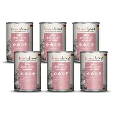 Afbeelding van Venandi Premium Kattenvoer, natvoer, kitten, kip met zalmolie, graanvrij extra vlees, 6 x 400 g (6 stuks)