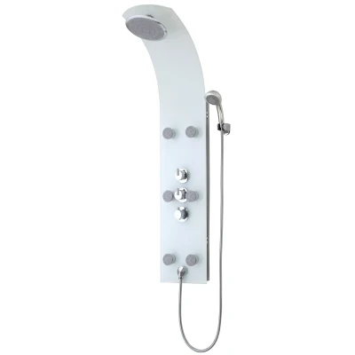 Afbeelding van Douchepaneel met thermostatische mengkraan LANZAROTE glas wit