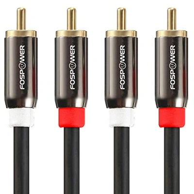 Afbeelding van FosPower (4,6 m/15ft 2 RCA M/M stereo audiokabel [24K verguld koperen kern] 2RCA mannelijk naar [links/rechts] Premium geluidskwaliteit plug
