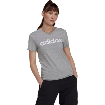 Afbeelding van adidas Sportswear W LIN T Tshirt print, Dames, Maat: Large, Medium grey heather/white