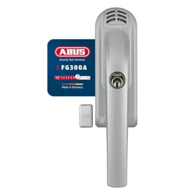 Afbeelding van ABUS Afsluitbare Raamgreep FG300A AL0145 Raamknop met Drukcilinder en Alarmfunctie, Gelijksluitend Veiligheidsniveau 7 71905 Zilver