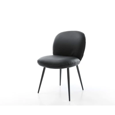 Afbeelding van Gestoffeerde stoel Nube Flex 4 poot conisch zwart echt leer pocketveer kern