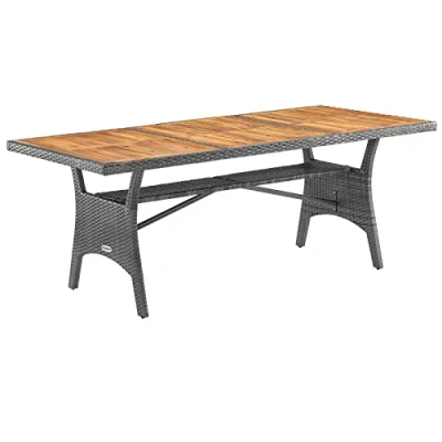 Afbeelding van Casaria Polyrattan Tafel FSC® gecertificeerd Acaciahout Grijs