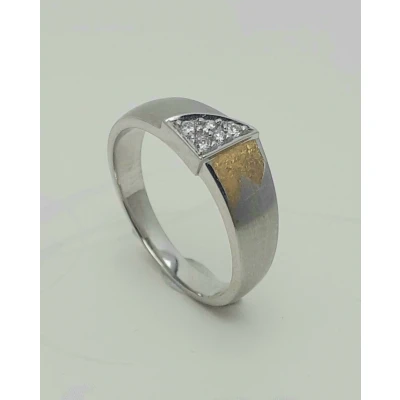 Afbeelding van Ring platina geel goud diamant 0.07 crt Verlinden juwelier