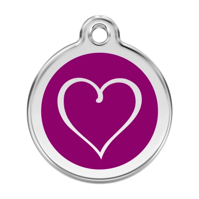 Afbeelding van Tribal Heart Purple roestvrijstalen hondenpenning large/groot dia. 3,8 cm RedDingo