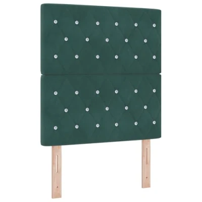 Afbeelding van vidaXL Box Springbed met Matras &amp; LED Donkergroen 80x200 cm Fluweel