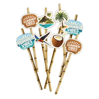Afbeelding van Hawaii Papieren Rietjes Summer Vibes 8 stuks