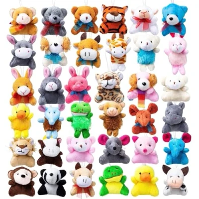 Afbeelding van JOYIN 12 stuks willekeurige mini dieren, pluche speelgoedassortiment (12 7,6 cm per stuk), bulk dieren voor kinderen, kleine sleutelhangers, decoratie, Valentijnsdag,