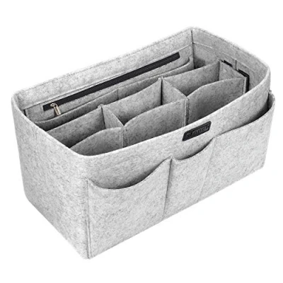 Afbeelding van Ropch Handtas organizer van vilt, interieur opbergtas met meerdere zakken, Lichtgrijs, L