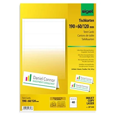 Afbeelding van Sigel Insteekkaart 185g wit 90x60 40st. geschikt voor TA132