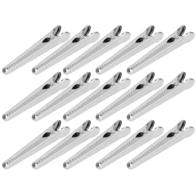 Afbeelding van Kellegour 15 stuks roestvrijstalen clips, metalen voedselzakclip, sluitclips, sluitklemmen, voedselzak verzegelingsclip, multifunctionele keukengereedschapclip