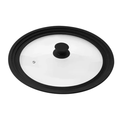 Afbeelding van bremermann® Universeel glazen deksel met siliconen rand, 30/32/34 cm, groot (zwart)