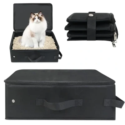 Afbeelding van opvouwbare kattenbak, draagbare kattentoilet: WIYETY reiskattenbak met deksel, 40 x 30 cm, kattenbak voor kattentoilet, waterdicht, reizen, outdoor, thuis