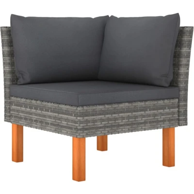 Afbeelding van Loungeset Poly Rattan En Massief Eucalyptushout 1 / Grijs Hoekbank