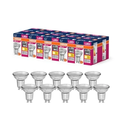 Afbeelding van OSRAM LED STAR VALUE PAR16 LAMP til GU10 BASE, REFLEKTOR LAMP, GL, 350 LUMENS, VARM HVID (3000K), Udskiftning konventionelle 50W pærer, ikke dæmpbar, 10 pack