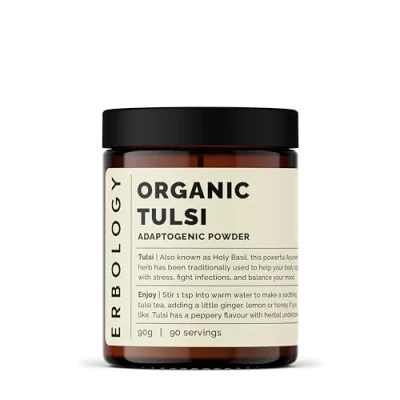 Afbeelding van 100% Biologisch Tulsi Poeder 180g Heilige Basilicum Calm and Mood Rechtstreeks van Boerderij in India Rauw en Veganistisch Niet GMO Geen additieven of conserveermiddelen Recyclebare