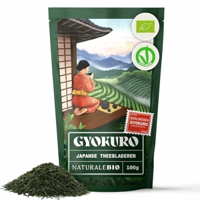Afbeelding van Biologische Japanse Groene Thee Gyokuro 100 gram. Bio, Natuurlijke en Zuivere van de Eerste Pluk, Geteeld in Japan. Organic Japanese Green Tea. NaturaleBio