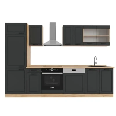 Afbeelding van Vicco Complete keukeneenheid R Line, Antraciet landhuis/gouden eik, 300 cm zonder werkblad