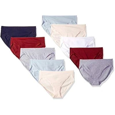 Afbeelding van Amazon Essentials Women&#039;s Katoenen hoge onderbroek met pijpen (verkrijgbaar in grote maten), Pack of 10, Coole kleuren/Warme tinten, 48