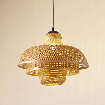 Afbeelding van Lucande hanglamp Rasmina, bamboe, Ø 50 cm, 1 lamp