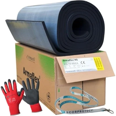 Afbeelding van Scorprotect Armaflex Armacell isolatie, XG rubber, zelfklevend, isolatiedikte 19 mm, 1000 x 6000 6 m² + rode handschoenen Scorprotect® sleutelkoord
