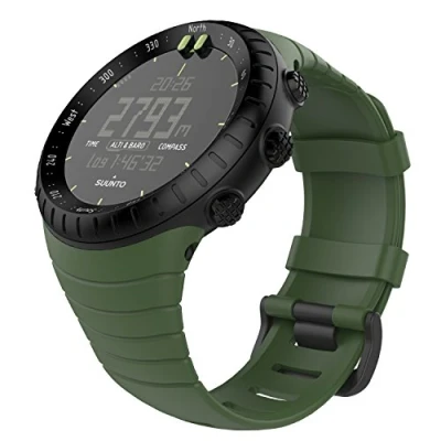 Afbeelding van MoKo Watch Band Compatible with Suunto Core, Classic Replacement Soft WristBand Metal Clasp and Black Buckle fit Core Smart Watch, Fits 5.51&quot; 9.06&quot; (140mm 230mm) Wrist, Army Green