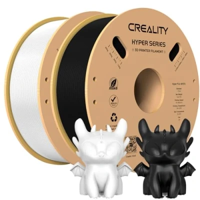 Afbeelding van Creality 3D printerfilament, Hyper PLA filament voor high speed printen, duurzaam en resistent, overhangprestaties, maatnauwkeurigheid 0,03 mm, 2 kg, zwart wit