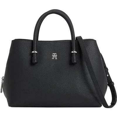 Afbeelding van Tommy Hilfiger Emblem Satchel Handtas, Dames, Maat: One Size, Black