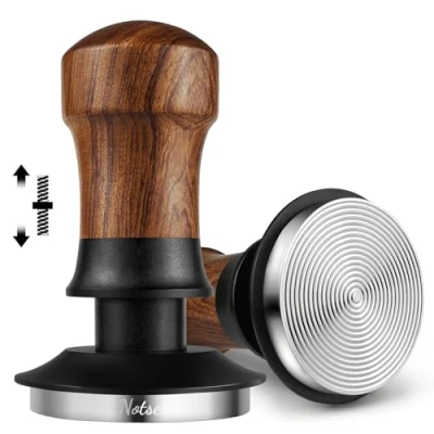 Afbeelding van NOTSEK Koffie Sabotage 58mm, 30lbs Contact Druk Tool met Rimpeling Base, Walnoot Hout Gekalibreerde Spring Loaded Espresso