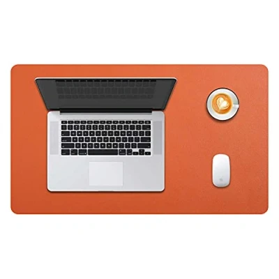 Afbeelding van DOBAOJIA Bureaulegger, Bureau Pad, Blotter, Schrijven Muis en Toetsenbord Uitgebreide Mat, Onderlegger XL, PU leer waterdicht + suède antisli 60 x 35cm (Oranje)