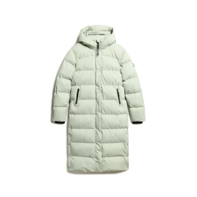 Afbeelding van Superdry Vrouwen Lange Pufferjas van Microvezel Lichtgrijs Grootte: 42