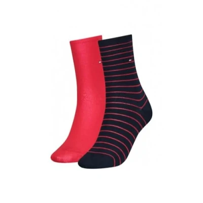 Afbeelding van Tommy Hilfiger Women SOCK Small Stripe 2 PACK Sokken, Dames, Maat: 39 42, Red/navy