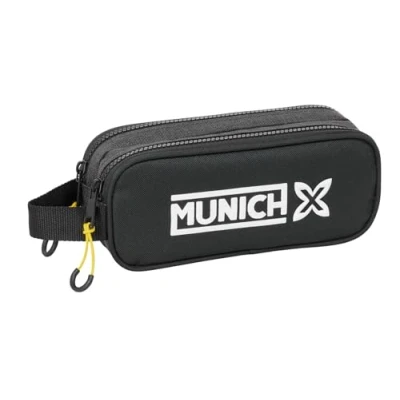 Afbeelding van Pennenetui met 2 vakken Munich Topo Zwart 21 x 8 6 cm