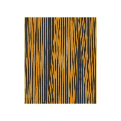 Afbeelding van Pt Fleecedeken Oblique Lines Donkerblauw Currygeel 150x180cm