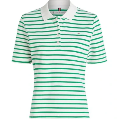 Afbeelding van TOMMY HILFIGER Dames 1985 REG PIQUE POLO SS WW0WW43224, Wit, L, Wit (Ecru/Stralend Groen Stp), L