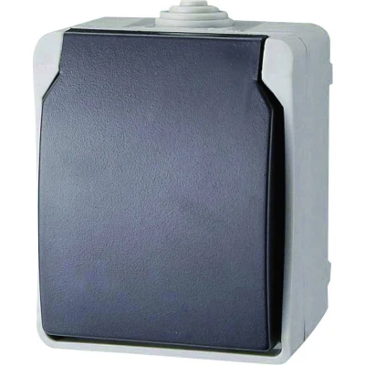 Afbeelding van GAO 9871 Standaard Wandcontactdoos met randaarde spatwaterdicht Grijs