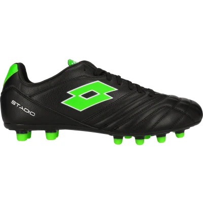 Afbeelding van Lotto Stadio 300 III FG Voetbalschoenen met kunststof noppen, Heren, Maat: 39, All black/spring green Imitatieleer/ textiel