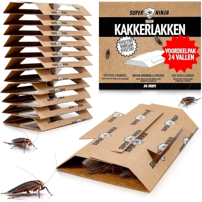 Afbeelding van Super Ninja Kakkerlakkenval 24 Vallen Zeer Effectieve Ecologische Val om Kakkerlakken te Bestrijden Gemakkelijk Gebruiken Tot 3 Maanden per