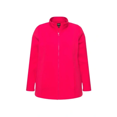 Afbeelding van Ulla Popken Dames grote maten plus size fleece jas, bouwkastsysteem, binnenjas, opstaande kraag, magenta, 50 52