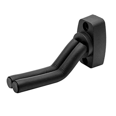 Afbeelding van gitaar muur mount hanger, hanger haak beugel houder stand zwart display met schroeven, past alle maten gitaren, bas, mandoline, banjo, ukelele