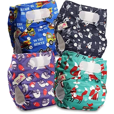 Afbeelding van Littles and Bloomz Herbruikbare broekluier voor baby&#039;s, standaard klittenband, 4 luiers, FLV2 0406